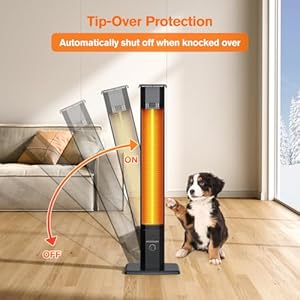 Outdoor patio heater 42in infrared heater with remote 9 heat levels 9h timers safety lock tip over overheat protection ip65 waterproof electric heater for indoor outdoor garage usedark black  urban country home decor