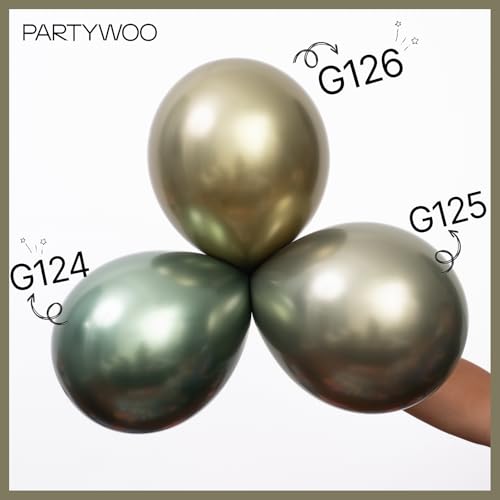 Image of PartyWoo Metallic Green Balloons 50pcs Metallic Sage Olive Green Boho Color