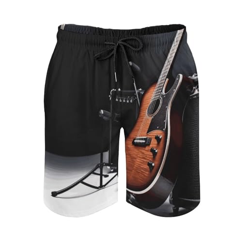 Mens Shorts Musical Instrument Guitar Men Swim Trunks Quick-Dry Beach Shorts with Drawstring Pocket Bathing Suit4
