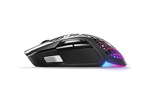 SteelSeries Aerox 5 Wireless - Holey RGB Gaming Mouse - Ultra-lightweight Water Resistant Design - 9 Buttons  Bluetooth/2.4 GHz - 18K DPI TrueMove Air Optical Sensor
