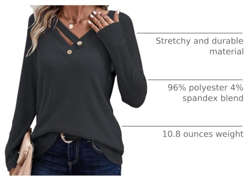 Image of LOLONG Womens Long Sleeve V Neck T Shirts Casual Basic Work Tops Trendy