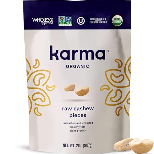 Image of Karma NutsRaw Cashew Pieces - Unroasted, Unsalted, Vegan, Gluten Free, Low Net Carb, Natural, Everyday Nut Snack, Great For Baking, Resealable Bulk 32oz Bag