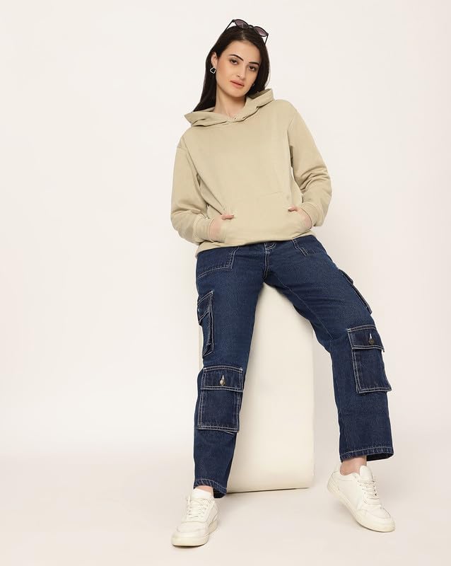 Image of BE SAVAGE Women's Solid Full Sleeves Cotton Hoodie