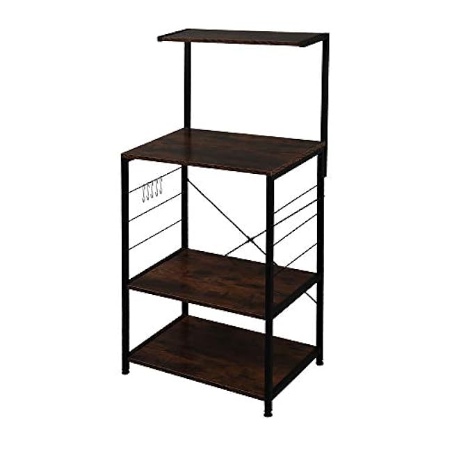 Wooden Kitchen Shelf, Baker's Rack 4 Tier Shelves, Vintage Color-FQeqTDxq