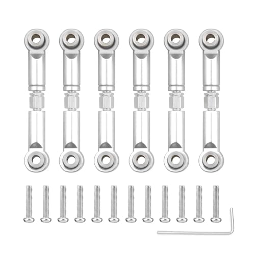 RC Upgrade Accessories for Wltoys for A949 for A959 for A969 for A979 for K929 1/18 RC Car 6PCS Metal Linkage Pull Rod Front/Rear Servo Link Tie Rod(Silver)
