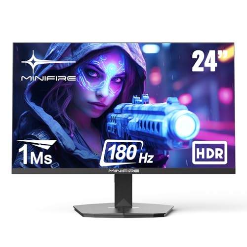 24 inch Gaming PC Screen, 180Hz, 1ms, AdaptiveSync, IPS Monitor, FHD, 110% sRGB, 2xHDMI/1xDP Ports, BluelightShield, Ultra-Thin Bezel, Adjustable Tilt (MFG24F4 HDMI Cable Included)