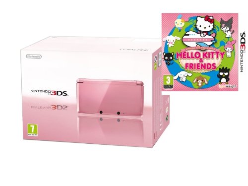 Nintendo Handheld Console in Coral Pink 3DS with Around the World with Hello Kitty & Friends