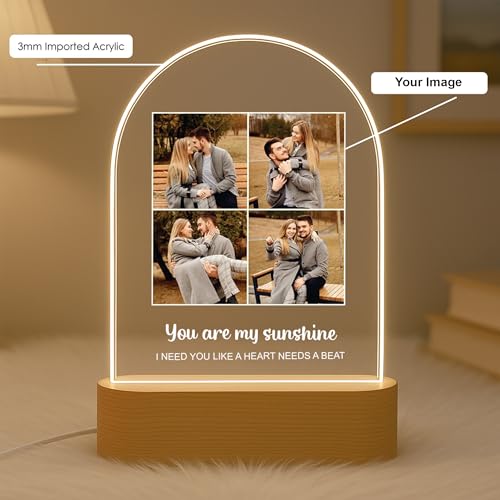 Image of Customized Photo Led Light With Adapter Frame for Couples | Personalized Picture Frame Wooden Stand | Custom Gift | Romantic Anniversary, Wedding, Birthday valentine's day for Gift Him or Her (Desgin 5)
