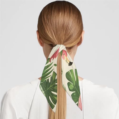 Flamingo Tropical Palm Leaf Square Silk Scarf for Women Lightweight Head Scarf Neck Scarf Hair Wrap for Spring Summer Fashion Accessory 23.6 x 23.6 Inch4
