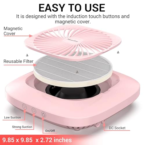 Image of MelodySusie Professional Nail Dust Collector, SPro 4000RPM Nail Vacuum Fan with 2 Powerful Suction Modes & Reusable Filter, Essential Tool for NAI Tech & Salon Use,Pink