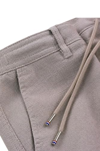 Image of Louis Philippe Men's Regular Straight Fit 100% Cotton Solid Elasticated Dobby Casual Trousers