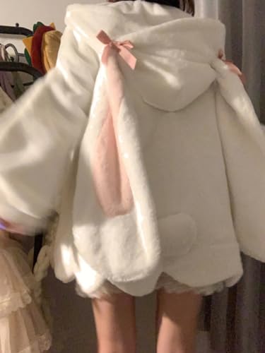 ZITEZHGO Kawaii Bunny Ear Cozy Coat Cute Hoodie Girl Teen Women Fuzzy Button Down Harajuku Fashion Jacket4