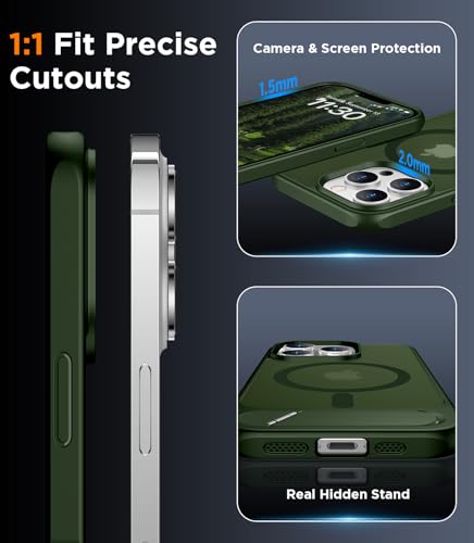 Image of Magnetic Compatible with iPhone 13 Pro Case, [Built-in Invisible Kickstand][Compatible with MagSafe][Military Grade Shockproof] Slim Translucent Matte Phone Case for iPhone 13 Pro 6.1 inch