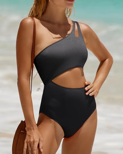 Yonique Cutout One Piece Swimsuit Women - One Shoulder Bathing Suit Ribbed Swimwear 2025 Monokini4