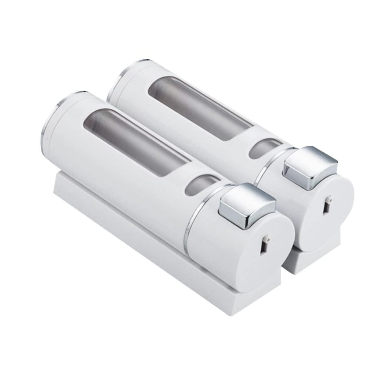 SOLUSTRE Bathroom Hand Soap Dispenser Wall Mounted Double Head Liquid Soap Dispenser for Shower Bath and Kitchen Sink Easy Squeeze Pump with Transparent Window White