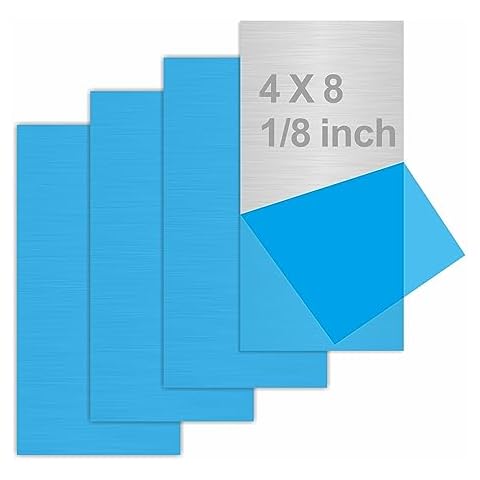 4Pack 6061 T651 Aluminum Panels Sheets 4x8x1/8 Inches Metal Aluminum Sheets & Plates Rectangle Metal Plate Covered with Protective Film Aluminum Sheets Flat Plain Plate Panel (4) Cover