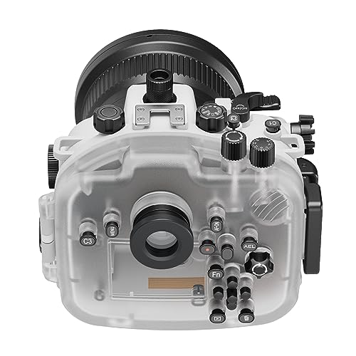 Image of Professional Waterproof Camera Housing Case Compatible with Sony A7iii A7riii, 40M /130FT Depth Underwater Protection (White, Standard Port)