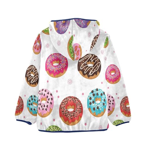 Colorful Donuts with Sprinkles Toddler Fleece Jacket Girl Boys Hooded Fleece Jacket Coat Warm Outwear Zip-up 3-10T2