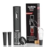 Ludkim Electric Wine Opener Set, Automatic Wine Bottle Openers with Foil Cutter, Battery Operated Wine Corkscrew with Wine Aerator Pourer and 2 Vacuum Wine Stoppers