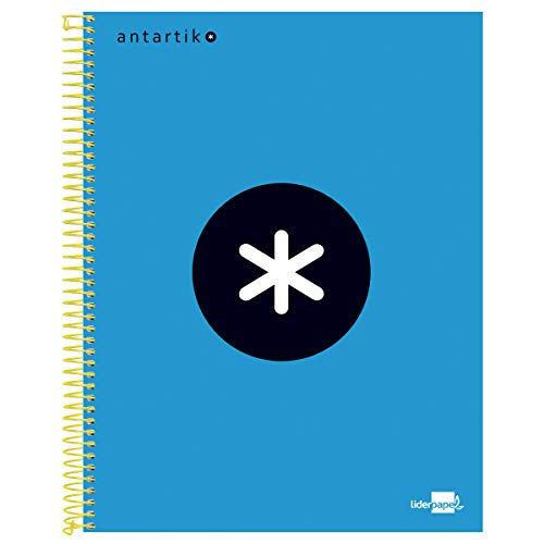 Cuaderno Espiral Liderpapel A4 Micro Antartik Tapa Forrada120H 100 Gr Cuadro 5Mm 5 Banda4 Taladros Color Azul
