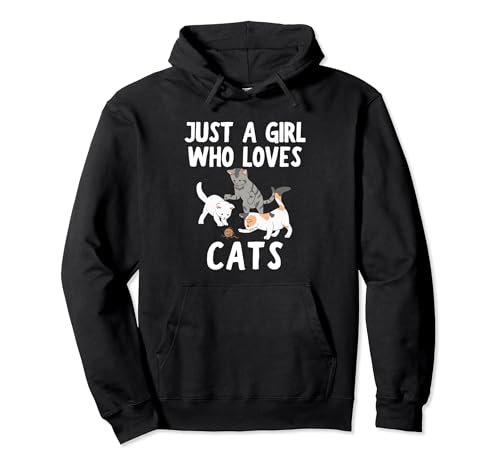 Just A Girl Who Loves Cats Design Cat Lover Ragazze Bambine Felpa con Cappuccio