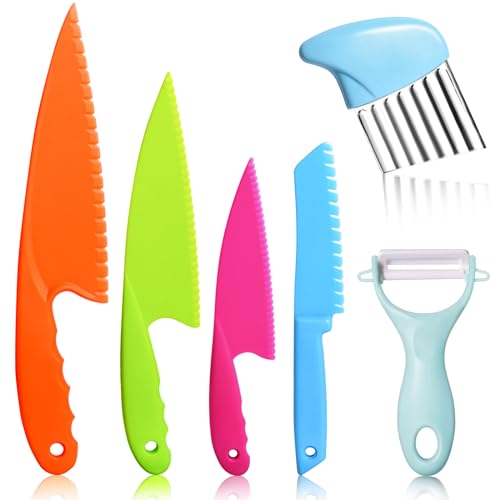FEISIGE 6Pcs Kids Plastic Knives Set with Slicing...