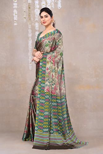 Image of MIRCHI FASHION Saree for Woman Chiffon Floral Printed | Breathable Lightweight Summer Sari for Office and Home Use with Blouse Piece (Available in 20 Colors)