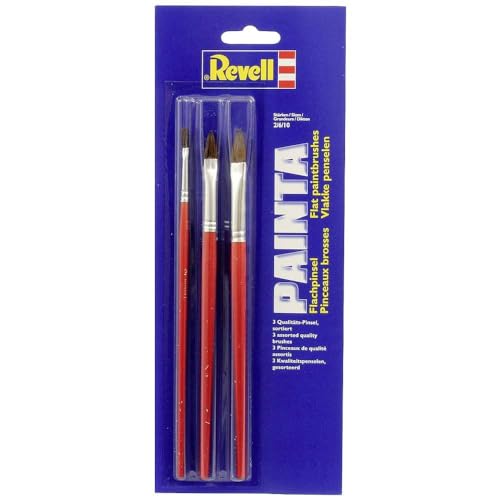 Revell Flächenpinsel-Set I 3-teilig I Modellbau I Mehrfarbig I Large I Ideal für größere Flächen und Detailarbeiten I Praktisches Pinselset für Modellbauprojekte