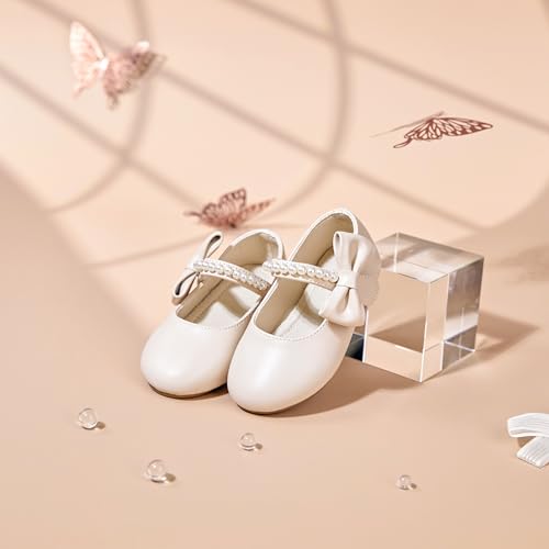 Image of PHIRAMIN Toddler Flower Girl Glitter Dress Shoes Little Girl Ballet Flats Bow Wedding Party