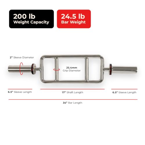 Sunny Health & Fitness Olympic Tricep Bar with 2" Sleeves and Ring Collars - image 7