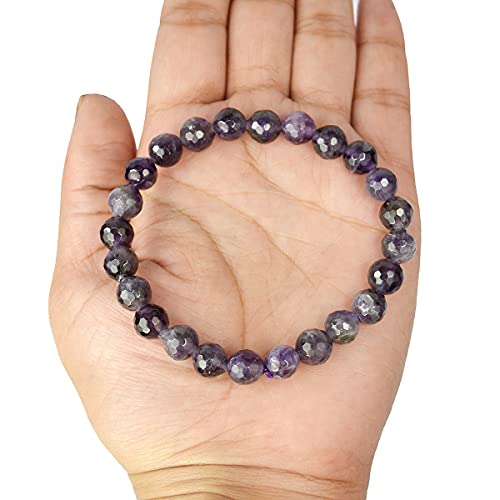 Image of Reiki Crystal Products Certified Natural Crystal Stone 8 mm Diamond Cut /Faceted Beads Bracelet for Men & Women | Reiki Charged Gemstone Bracelet | Multiple Crystal Variants Available