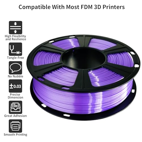 Image of GIANTARM 3D Printer Filament, Silk Purple Pla Filament, 1Kg(2.2lbs) Spool, 1.75mm Dimension Accuracy + /- 0.03mm, 3D Printing Filament