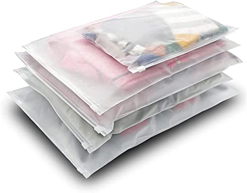 Hemden-Verpackungsbeutel, 10 Stück wiederverschließbare Plastiktüten in 5 Größen zum Verpacken von Kleidung, Hemden, Jeans, Hosen, T-Shirts, mattierte Reißverschlusstasche mit Belüftungsöffnungen