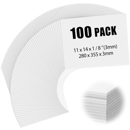 Image of Frienda 100 Pack Foam Board 11 X 14 Inch White for School Art Projects | Rigid Foam Core Double Sided Surface, Lightweight for School Projects Crafts Presentations Office Displays Wedding Artwork