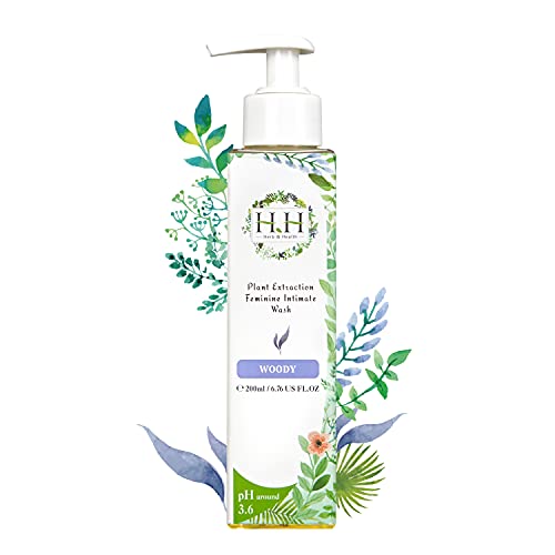 Image of HH Herb & Health Feminine Wash for Women, pH3.6 Lactobacillus Cleanser with Botanical Extracts, Hydrating & Cooling Intimate Care for Odor, Dryness and Itch, Woody Scent