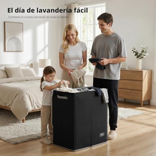 Miniatura 3 de Soledi Cesto Ropa Sucia Con Tapa - 145l Cubo Ropa Sucia De Gran Tamaño Con Bolsa Ropa Sucia - Cesta Ropa Plegable - Adecuada Para Baño Dormitorio Dormitorio Sala De Estar- Laundry Basket, Negro