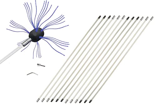 Kit De Deshollinado De Chimeneas, Cepillo De Limpieza De Chimeneas, Tubería, Látigo De Limpieza De Chimeneas, Herramientas Rotativas De 12M, Flexibles(12 m)