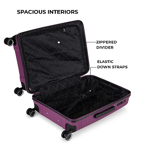 Image of Stony Brook Nasher Miles Axis 65 Cm 24 Inch Polypropylene Hard-Sided 4 Wheels Spinner Check-in Luggage Trolley Bag (Wine Purple)