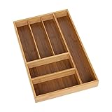 Seville Classics Bamboo Utensil Drawer Organizer Tray