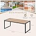 GOPLUS Gartentisch, 200×90cm Terrassentisch wetterfest mit Metallrahmen und 3 Massivholzplatten, Esstisch rechteckig mit 5cm Schirmloch für 8 Personen, für Outdoor Garten Terrasse Hof (Modell E)