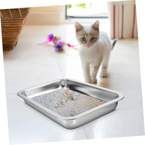 Bac à litière acier durable et compact pour chat de style moderne