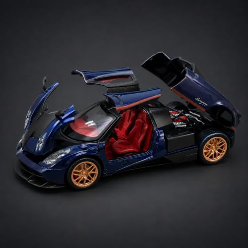 Image of Pagani Huayra Roadster Die-Cast Metal Model Car, 1:36 Scale, Pull-Back Action, Gull-Wing Opening Doors. (Pagani Huayra Blue)
