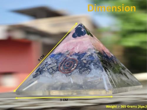 Image of Certified Millionaire Money Magnet Pyramid for Wealth Prosperity & Abundance | Pyrite Rose Quartz Lapis Lazuli Black Onyx Copper Coil on Selenite Base | Self Charging Vastu Feng Shui Crystal