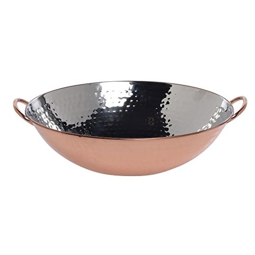 HUBERT® Wok Copper With Hammered Finish - 14 1/2 L x 13" W x 5 1/2 H