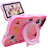 Tablet Infantil Kids Tela 7' 8GB RAM, 128GB, Android Octa-core, Wifi 2.4G/5G, Bateria 4000mAh, Câmeras 5MP/8MP com Capa Anti-queda, Alça e Caneta Touch, para Jogos, Entretenimento, Diversão (Rosa)