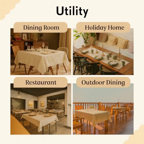Image of R home 100% Cotton Solid Table Cover | 200 GSM Thick Fabric, Anti-Skid | Machine Washable & Reusable | Ideal for Dining Table & Centre Table, Easy Maintenance (Cocoa Brown, 56 x 90 Inch)