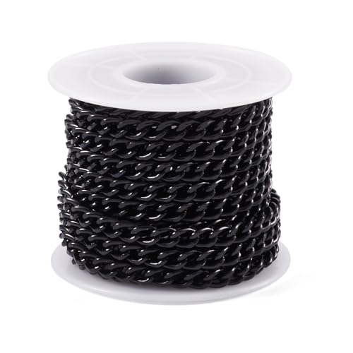 Beadthoven 16.4 pi Chaîne aluminium 5mm noir creux torsadé bijouterie