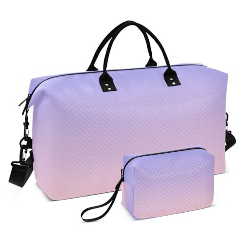 Generic Purple Pink Gradient Travel Duffle Bag Duffel Bags Large Weekender Bag Carry On Duffel Bag Gym Bag with Toiletry Bag Garment Duffle Bags for Airplanes Women Men Yoga Sports Trip Adults