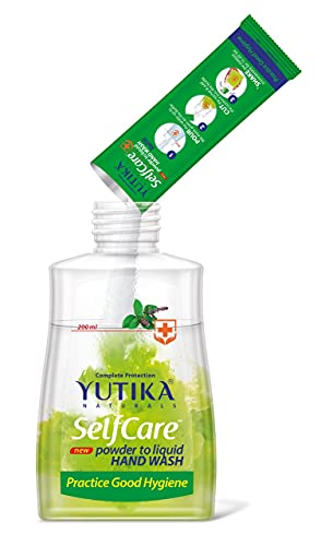 Image of Yutika Selfcare Powder To Liquid Hand Wash Combo Pack With Empty Bottle + 10 Refill Pack Of 9Gm Each (1 Refill Makes 200ml Hand Wash) Neem