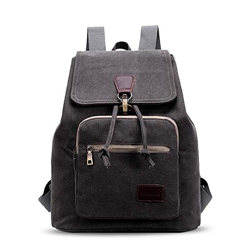 Preisvergleich Produktbild FANDARE Unisex Rucksäcke Leinwand Mädchen College Schultasche Daypacks Junge Ranzen Schulranzen für 12.9 Zoll Laptop Herren Damen Schulrucksack für Outdoor Wandern Reisen Schule Rucksack Dunkelgrau
